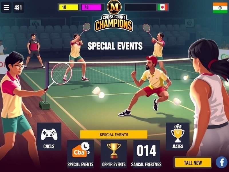 Cross Court Champions gameplay screenshot showing badminton action